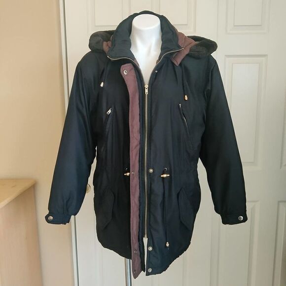 Vintage Learsi 80s zip front coat with removable hood sz S - Picture 11 of 12